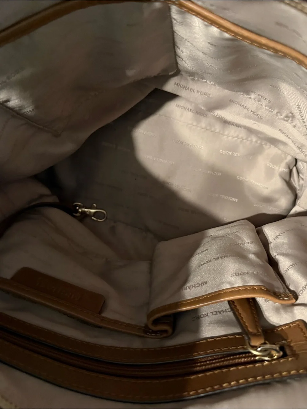 Michael Kors Cream and Brown Paisley Logo Tote